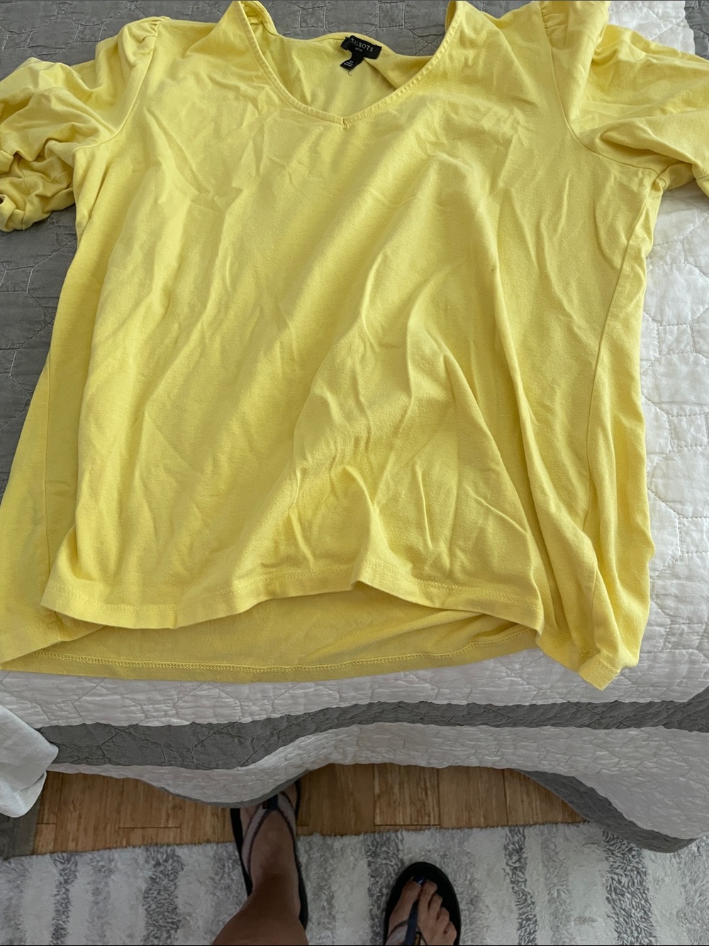 Talbots Petite Soft Yellow V-Neck Top